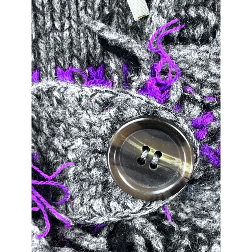 FREE PEOPLE Wool Blend Cardigan Sweater, Size Small, Gray Purple ONE BUTTON Hood - Picture 7 of 10